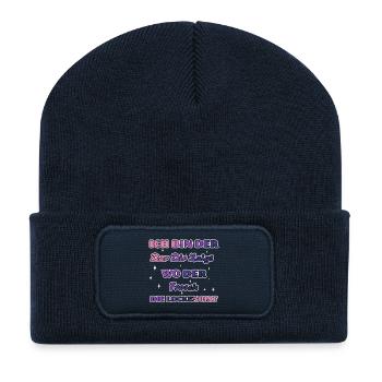 Ich bin der der dir zeigt wo der Frosch... - Recycelte Patch Beanie - French Navy - Vorne