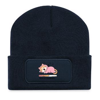 Cat Alarm Clock Charging - Recycled Patch Beanie - french navy - Front