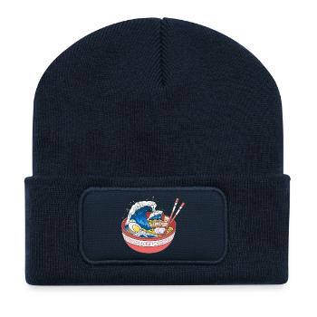 Epische Great Wave Ramen-Schüssel Japanisches Kunstdesign - Recycelte Patch Beanie - French Navy - Vorne