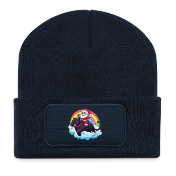 Panther Weihnachtsmann Weihnachten - Recycelte Patch Beanie - French Navy - Vorne