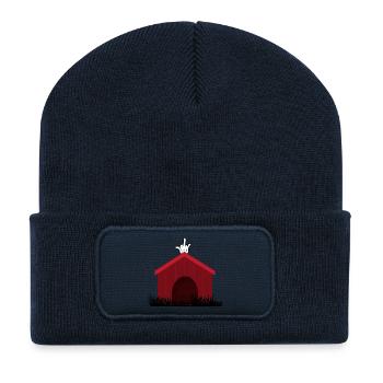 Lustiges Hundehaus - Recycelte Patch Beanie - French Navy - Vorne