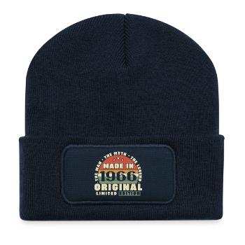 1966 Vintage Retro Geburtstagsgeschenk - Recycelte Patch Beanie - French Navy - Vorne