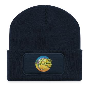 Caméléon - Beanie recyclé à patch - bleu marine - Devant