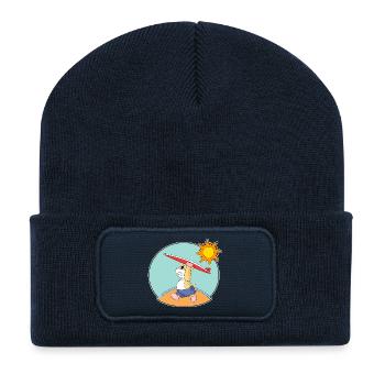 Été de surf sur planche de surf pour hamsters - Beanie recyclé à patch - bleu marine - Devant