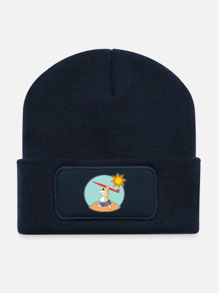 Hamster Surfen Surfbrett Sommer - Recycelte Patch Beanie - French Navy