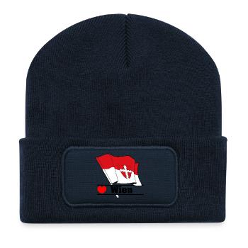Wien Flag with Heart - Recycled Patch Beanie - french navy - Front