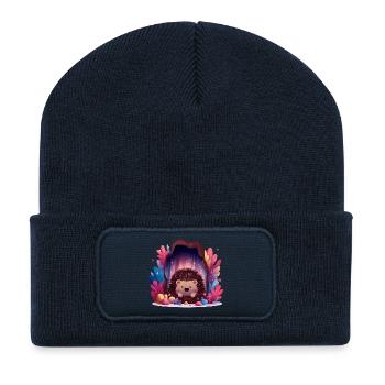 Hedgehog in crystal cave - Recycled Patch Beanie - french navy - Front