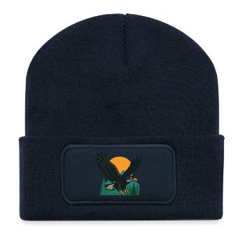 Eagle Pixel – Sunset in the mountains - Recycled Patch Beanie - french navy - Front