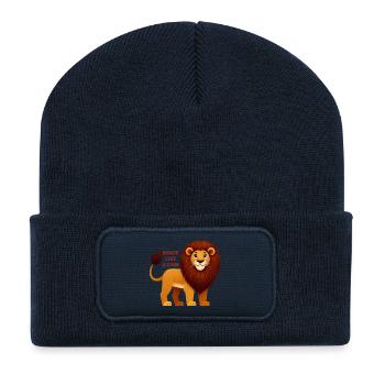 Le courageux Leo et Sunmane - Beanie recyclé à patch - bleu marine - Devant