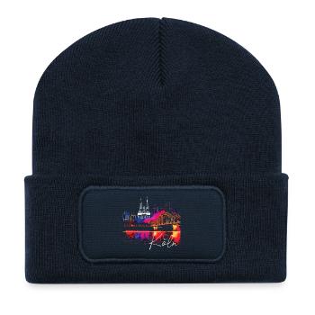 Cologne Skyline Cologne Cathedral Germany City Colorful - Recycled Patch Beanie - french navy - Front