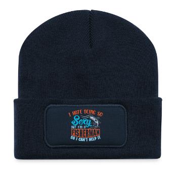 Angler Fisherman Petri Disciple Saying Fishing Funny - Recycled Patch Beanie - french navy - Front