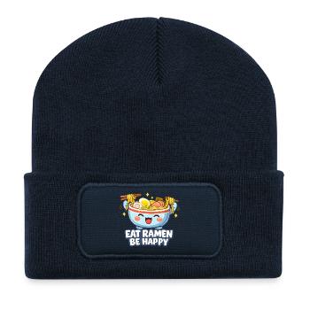 Eat Ramen Be Happy! - Recycled Patch Beanie - french navy - Front