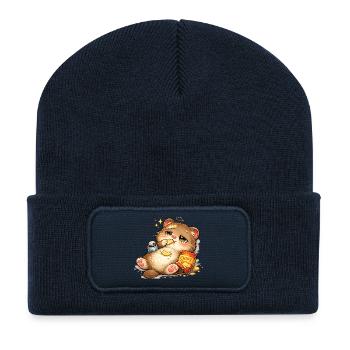 Keksliebende Katze - Recycelte Patch Beanie - French Navy - Vorne