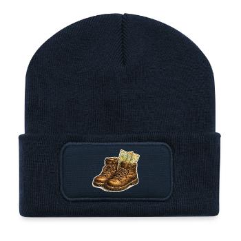 Vintage hiking boots with map - Recycled Patch Beanie - french navy - Front