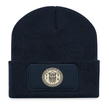 Légende viking viking marin Odin Raven Fighter - Beanie recyclé à patch - bleu marine - Devant
