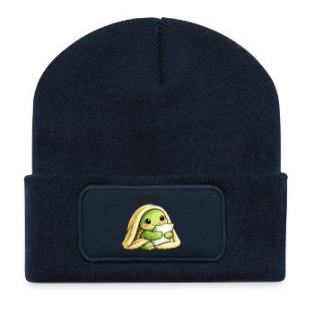 Kuschelige Schildkröte unter Decke - Recycelte Patch Beanie - French Navy - Vorne