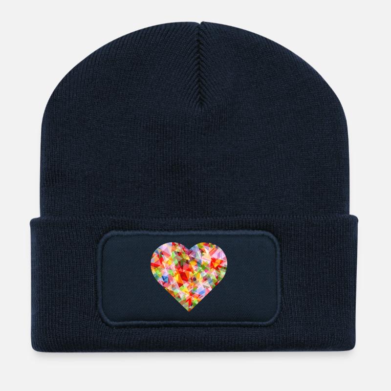 NOUVEAU -- Design abstrait de cœur vibrant ! - Beanie recyclé à patch - bleu marine
