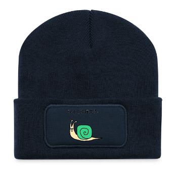 Kawaii-Grüne Schnecke - Recycelte Patch Beanie - French Navy - Vorne
