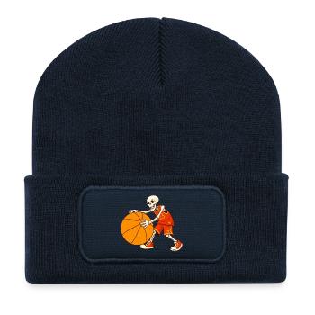 Joueur de basket-ball squelette dans la rue - Beanie recyclé à patch - bleu marine - Devant