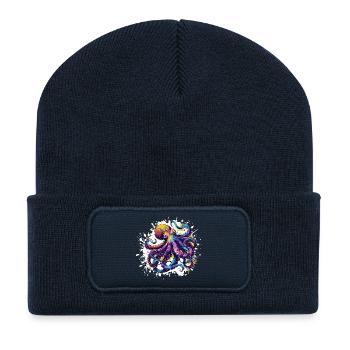 Explosion de couleurs de calmar néon - Beanie recyclé à patch - bleu marine - Devant