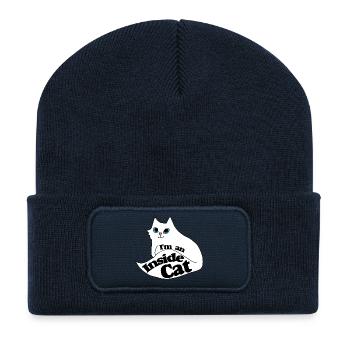 Inside Cat Cartoon Slogan Tee - Recycelte Patch Beanie - French Navy - Vorne