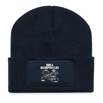 Comment un hélicoptère vole – Une jolie chose magique - Beanie recyclé à patch - bleu marine - Devant