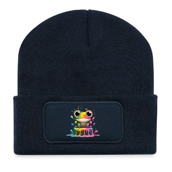 Regenbogenfrosch Kuchenzauber - Recycelte Patch Beanie - French Navy - Vorne