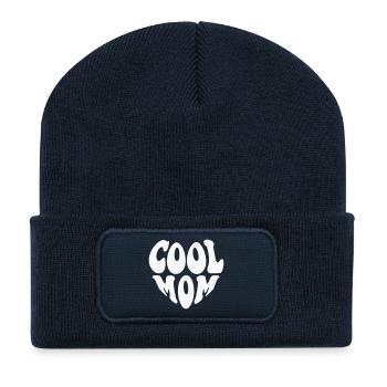 Cool Mom Heart Logo (Custom Color) - Recycelte Patch Beanie - French Navy - Vorne
