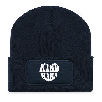 Kind Nana Heart Logo - Customizable color - Recycled Patch Beanie - french navy - Front