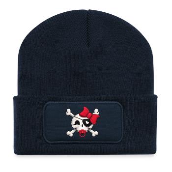 Crâne de Bébé Pirate mignon - Beanie recyclé à patch - bleu marine - Devant