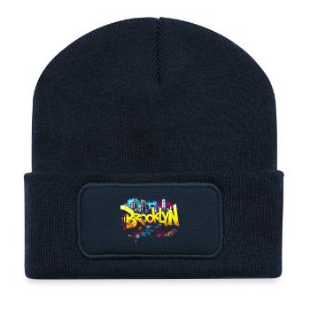 Brooklyn Graffiti Neon City Splash - Recycelte Patch Beanie - French Navy - Vorne