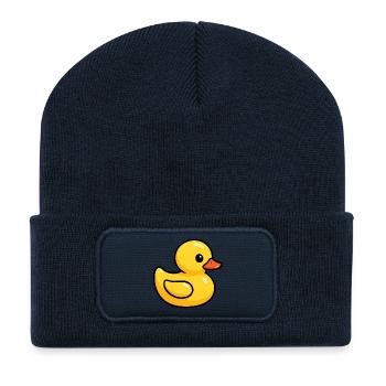 Costume de canard en caoutchouc Canard en caoutchouc Canard en caoutchouc jaune - Beanie recyclé à patch - bleu marine - Devant
