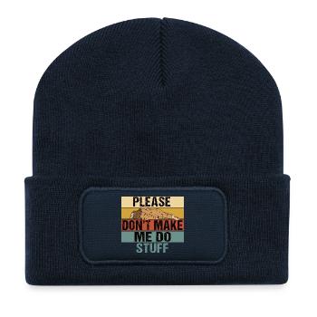 Bigfoot paresseux drôle, s’il te plaît, ne me force pas à faire des choses - Beanie recyclé à patch - bleu marine - Devant