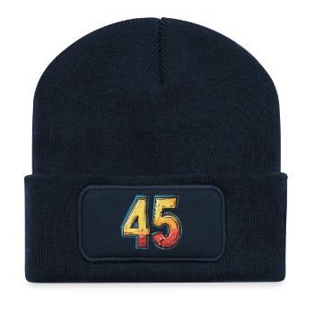 45 Zahl Bunt - Recycelte Patch Beanie - French Navy - Vorne