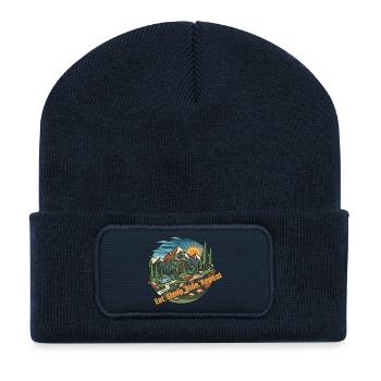 Bergtrail-Fahrer Sonnenaufgang - Recycelte Patch Beanie - French Navy - Vorne