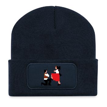 Šij, luby šewco šij... - Beanie recyclé à patch - bleu marine - Devant