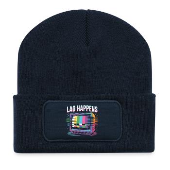 Lag Happens | Online Gaming Ping Humor - Recycled Patch Beanie - french navy - Front