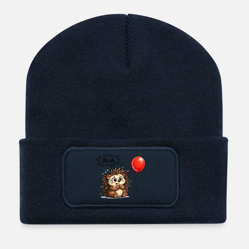 Cute hedgehog gift idea with humor - Recycled Patch Beanie - french navy