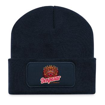 Souvenir rétro Barong de Denpasar Bali Indonésie - Beanie recyclé à patch - bleu marine - Devant