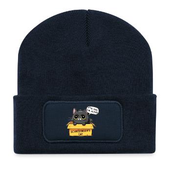 Schrodinger Cat Box Funny Cat - Recycled Patch Beanie - french navy - Front
