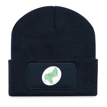Minimalist Abstract Green Bird - Recycled Patch Beanie - french navy - Front