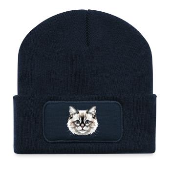 Ragdoll Chat Ragdoll Chat Mignons Chats Ragdoll - Beanie recyclé à patch - bleu marine - Devant