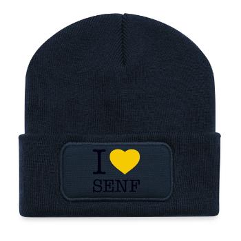 I love Senf - Recycelte Patch Beanie - French Navy - Vorne
