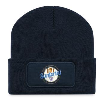 Santorini Greece Vintage Island Souvenir - Recycled Patch Beanie - french navy - Front