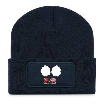 Heart and brain holding hands - Recycled Patch Beanie - french navy - Front