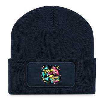 Vinyl & Tape Neon Retro - Recycelte Patch Beanie - French Navy - Vorne