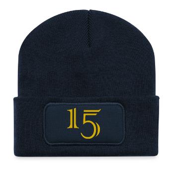 15. 15 ANS. 15e ANNIVERSAIRE. ANNIVERSAIRE 15 ANS. - Beanie recyclé à patch - bleu marine - Devant