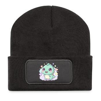 Dino Kawaii pastel avec étoile - Beanie recyclé à patch - charbon - Devant