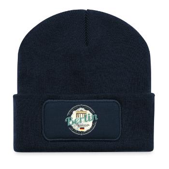 Berlin Deutschland Brandenburger Tor Souvenir - Recycelte Patch Beanie - French Navy - Vorne