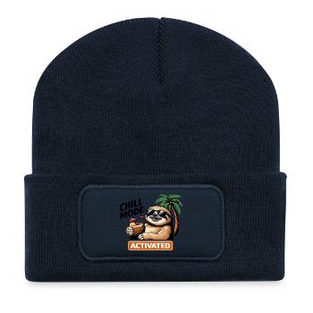 Tropische Faultier-aktivierte Vibes - Recycelte Patch Beanie - French Navy - Vorne